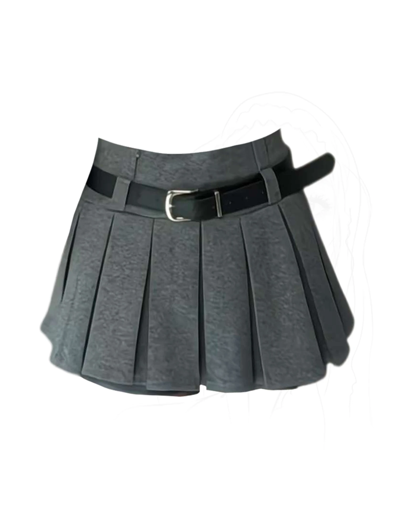 

Women Dark Grey Mini Pleated Skirt Vintage Y2k Gyaru A-line Short Skirt Harajuku High Waist Oversize Skirts 2000s Clothes Summer