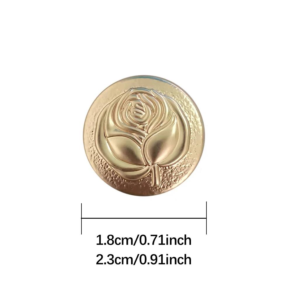 10 Pieces/set Fashion Rose Pattern Round Metal Buttons Women\'s Suit Tweed Coat Shirt Dress Flower Decoration Buttons Gold Silver