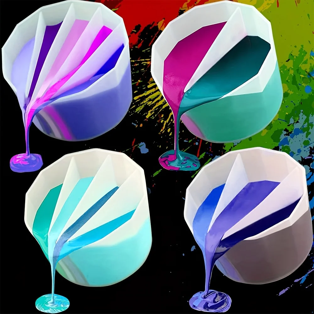 

Раздельная чашка для розлива краски, многоразовая жидкость, раздельная чашка, силиконовая раздельная чашка для розлива с разделителями для акриловой краски, смолы