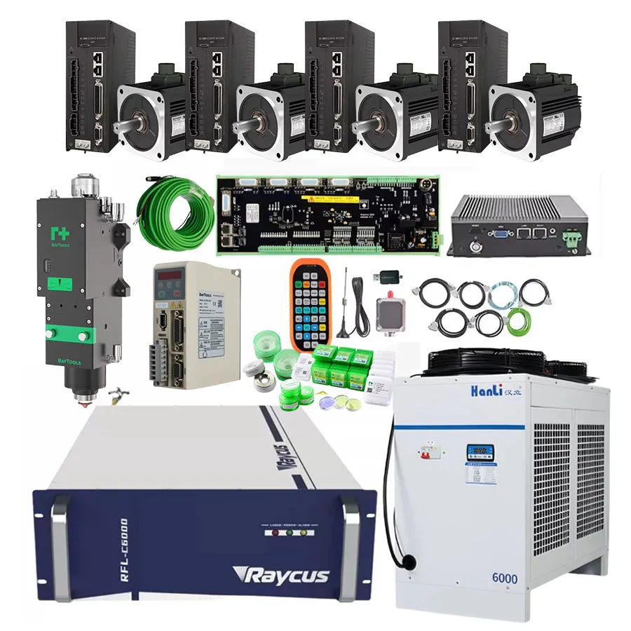 Raycus laser 6000W laser cutting system XC3000S BM06K 6000 watt laser cutting head Huichuan servo 1.3 kW and 400 watt with brake