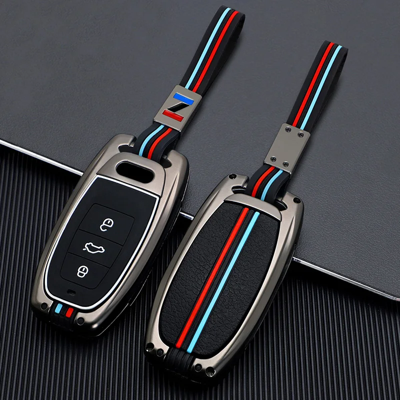 

New Zinc Alloy Car Key Case Bag For Audi Sport Racing A6 A3 A7 A8L D5 C8 Q4 E-tron Q7 Q8 S6 S7 S8 RS 6 RS 7 Keychain Accessories