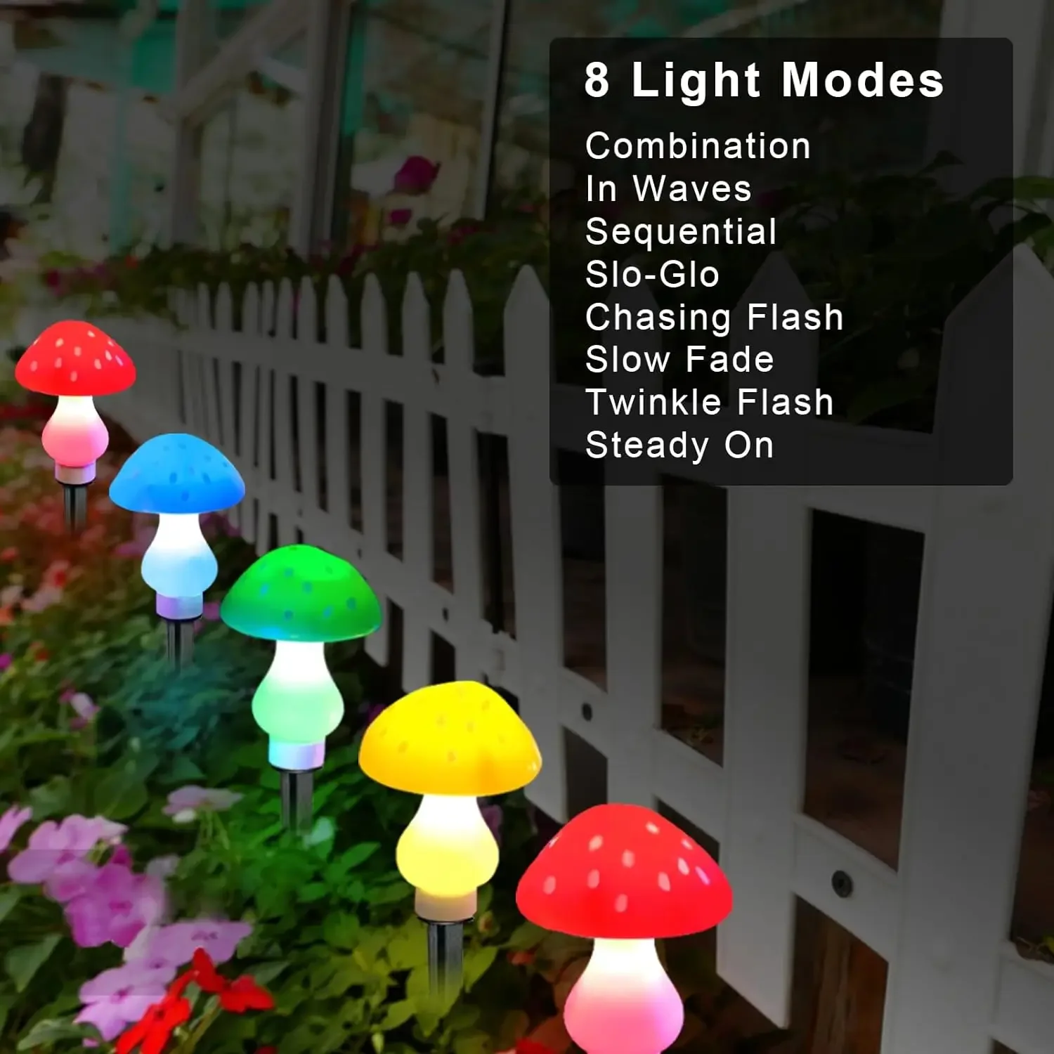 Waterproof Solar Mushroom String Lights - 8-Mode LED Fairy Lights for Christmas Wedding & Outdoor Party Decor