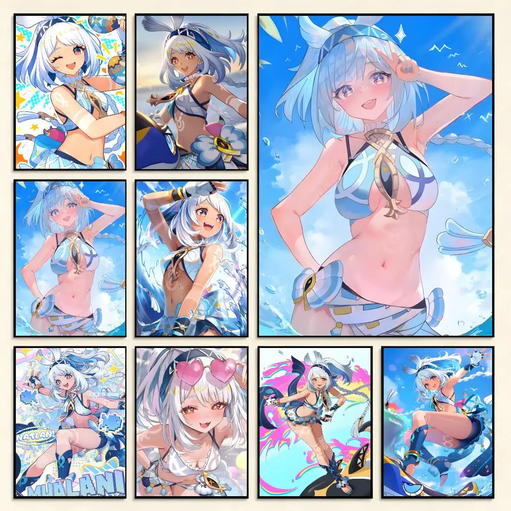 Game Character Genshin Impact Mualani Poster Digital Solvent Print Waterproof PP Fade-Resistant Wall Art Room Decor Gift