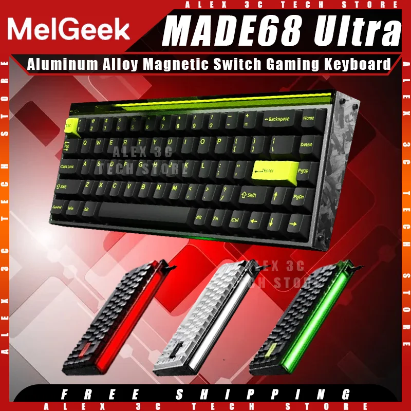 

MELGEEK MADE68 Ultra Механическая клавиатура из алюминиевого сплава Магнитный переключатель Киберспортивная RGB Эргономичная игровая клавиатура Аксессуары для ПК