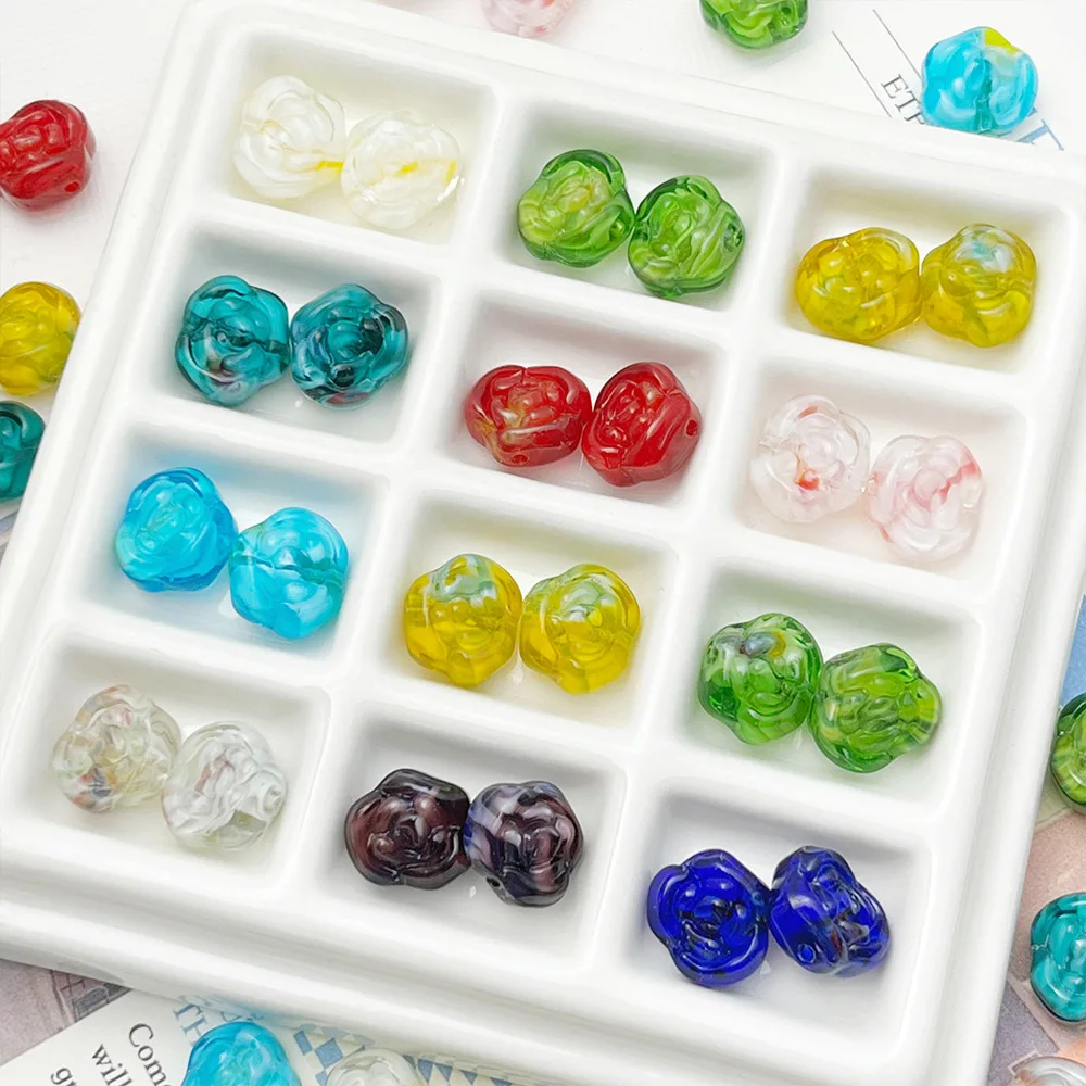 10 sztuk 11mm nowy kolorowy kształt kwiatu Lampwork szklane luźne koraliki Lot do tworzenia biżuterii DIY bransoletki rzemiosło ustalenia