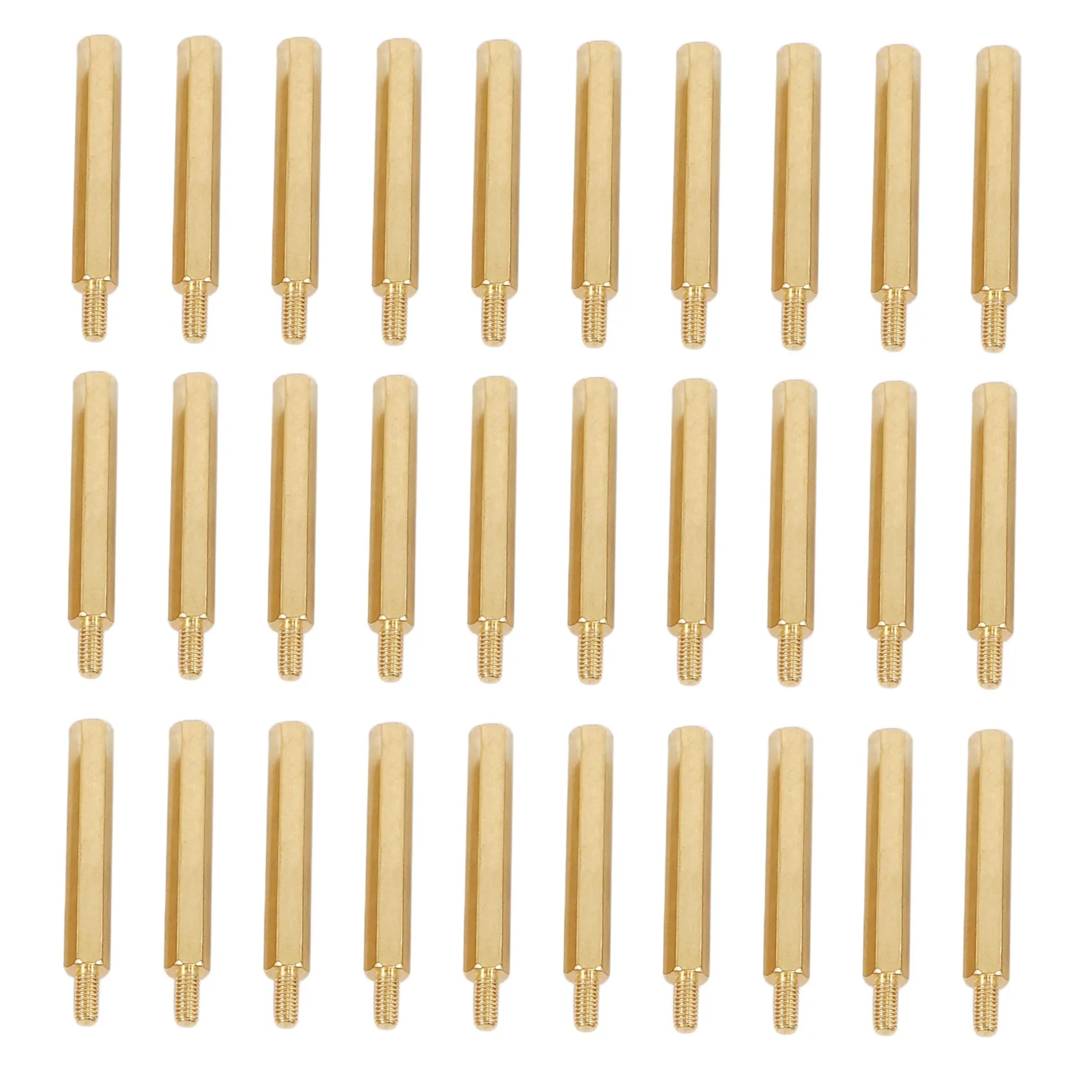 ABZC 30 Pcs M3 Brass Male Female Hex Standoff Spacer, 30mm Length, PCB Pillar, Gold Tone, for Motherboard Support
