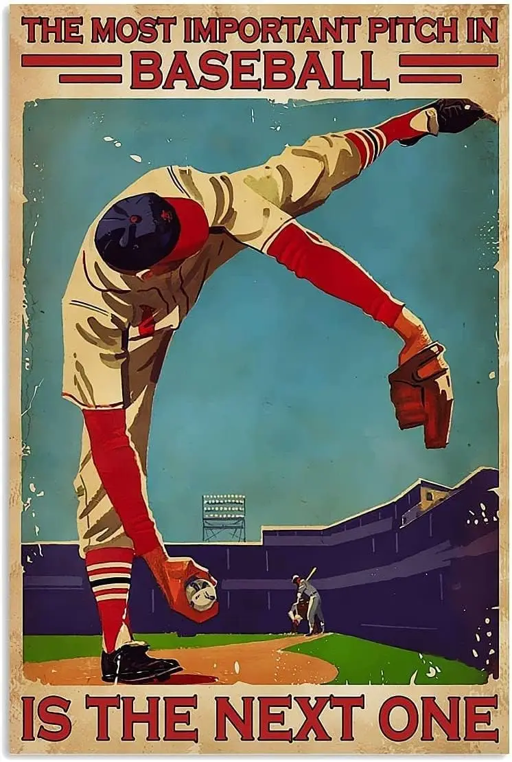 Vintage Baseball Player Pitching Aluminium Metal Tin Sign 8x12 Inch Home Poster Bar Pub Decor sign