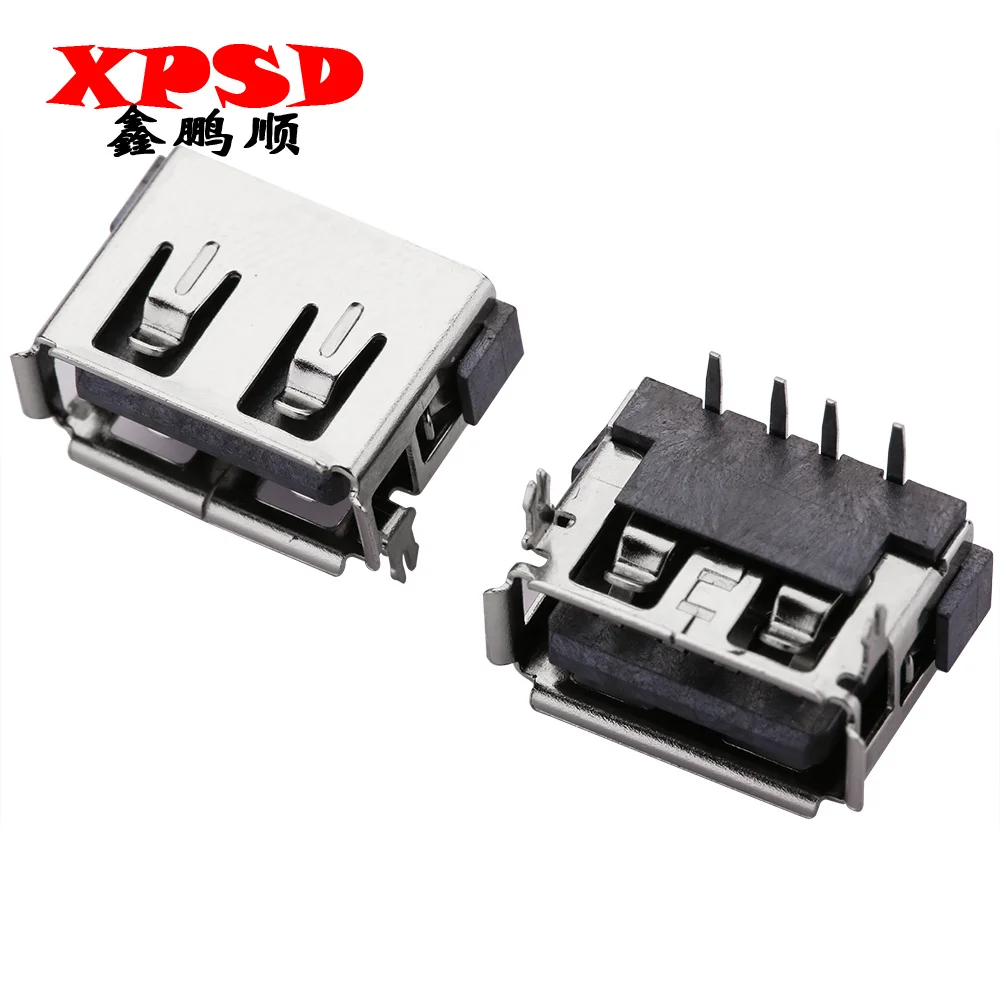 

10PCS Usb Short Body 10.0 Female Seat 6.3MM 90-degree Front Two Pin Flanging Crimp Type A Female Connector