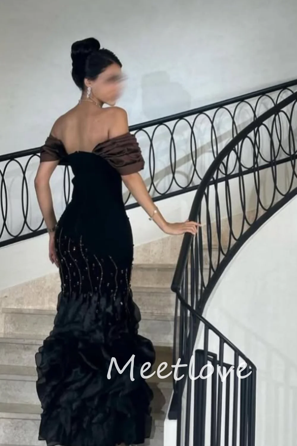 Meetlove 2024 Customized Women Mermaid Off Shoulder Sleeveless Pleated Ruffles Prom Dress Evening Party Gown Cocktail Dress