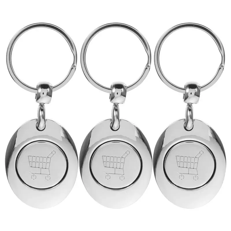 3 pcs Shopping Trolley Token Keychain Cart Token Keychain Metal Trolley Token Keyring