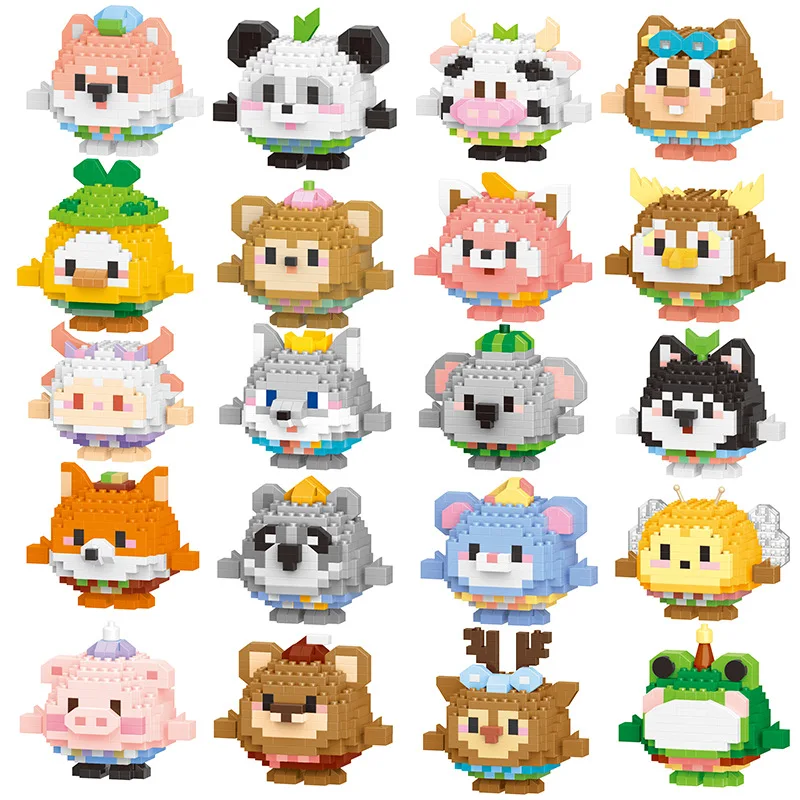 32 Styles Animal Mini Building Blocks Cat Dog Panda Puzzle Assembly Ornaments Egg Series Holiday Gifts