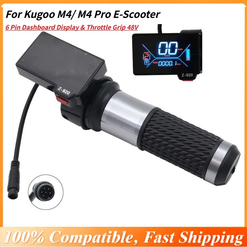 

6 Pin Dashboard Display & Throttle Grip Set for Kugoo M4/Pro E-Scooter 48V LCD Meter Speedometer with Control Handle Z-920 Model