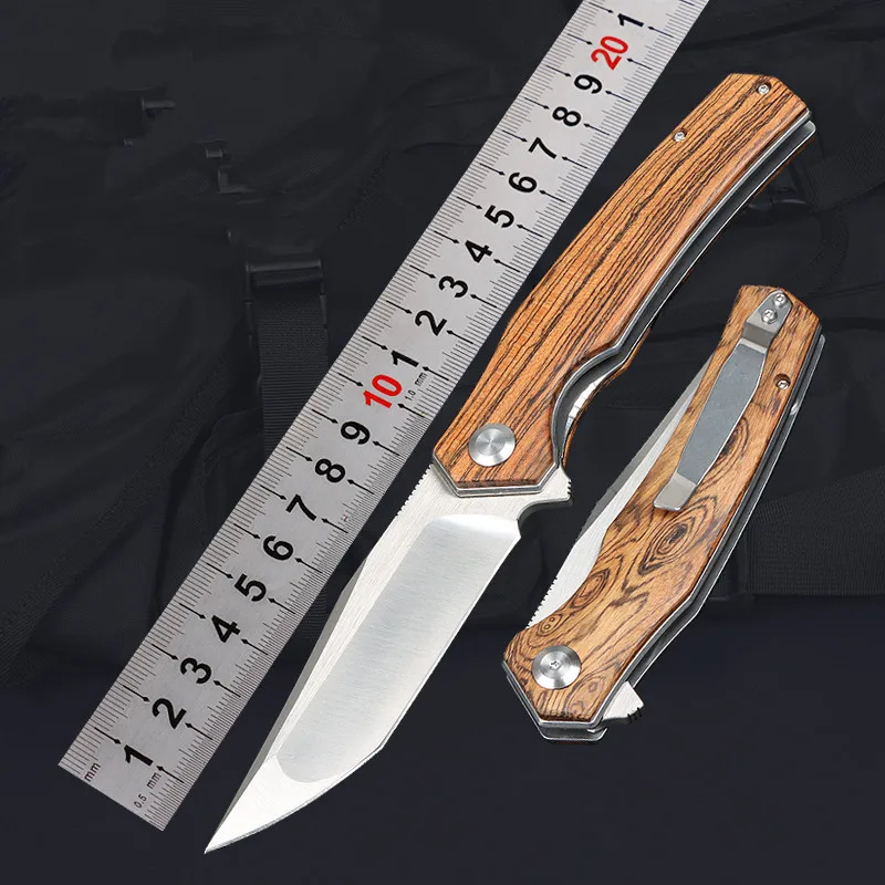 

Free Wolf FW01 D2 Blade Knife Wood Handle Flipper Ball Bearing Utility Outdoor Camping Hunting Fishing EDC Pocket Folding Knife