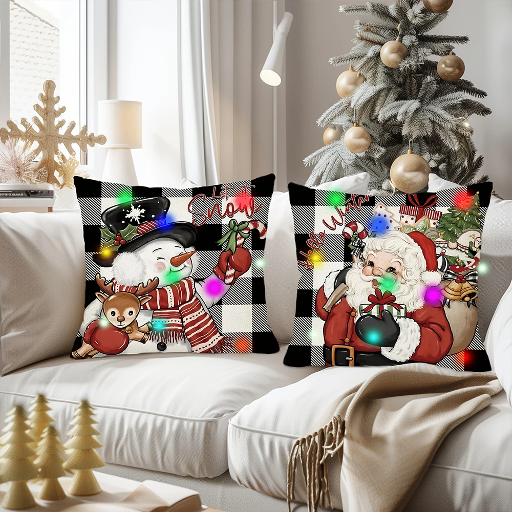 Christmas Decoration LED Luminous Pillowcase Holiday Party Supplies Super Soft Skin-friendly Pillowcase Christmas Decoration