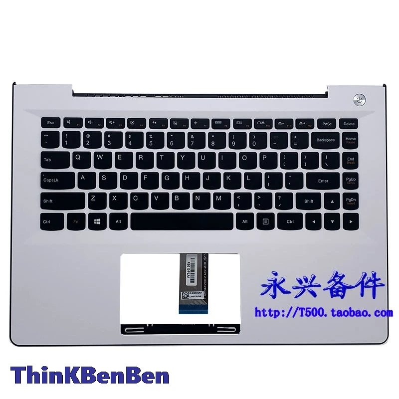 

US English White Keyboard Upper Case Palmrest Shell Cover For Lenovo Ideapad 300S 500S 14 14ISK U41 S41 5CB0H71399