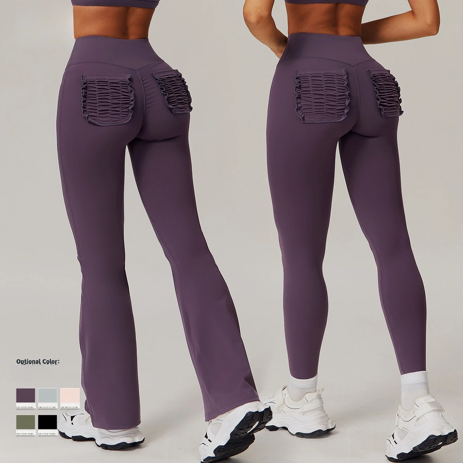 

Брюки для йоги с высокой талией и подтяжкой бедер, обнаженные брюки для бега, фитнеса, широкие расклешенные брюки, повседневные спортивные брюки, леггинсы, спортивные женские фитнес-штаны