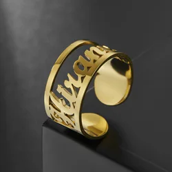 Sipuris Hot Fashion Personality Custom Name Rings acciaio inossidabile Color oro regolabile Open Size gioielli regali per donna uomo