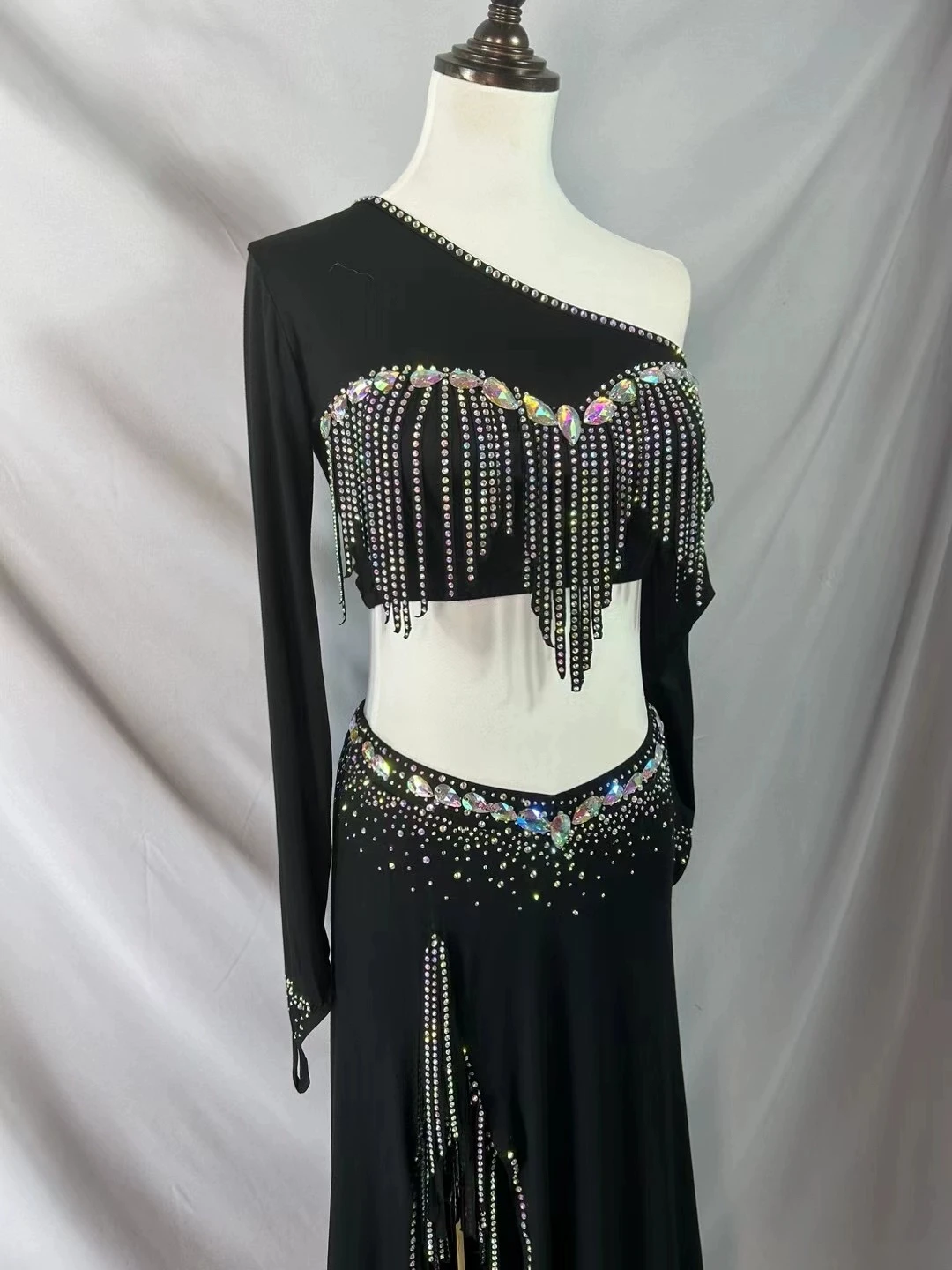 Belly Dance Costume Customized Luxury Water Diamond Tassel Performance Set Adult and Child Oriental Dance Competition Costumes