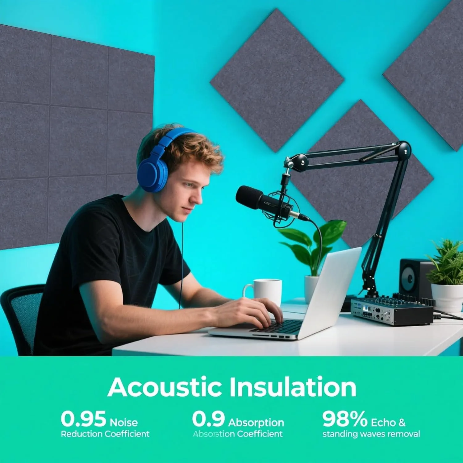 Panel acústico de insonorización Diy, 12 Uds., decoración, Panel de absorción acústica, aislamiento acústico para estudio en casa, paneles absorbentes de sonido