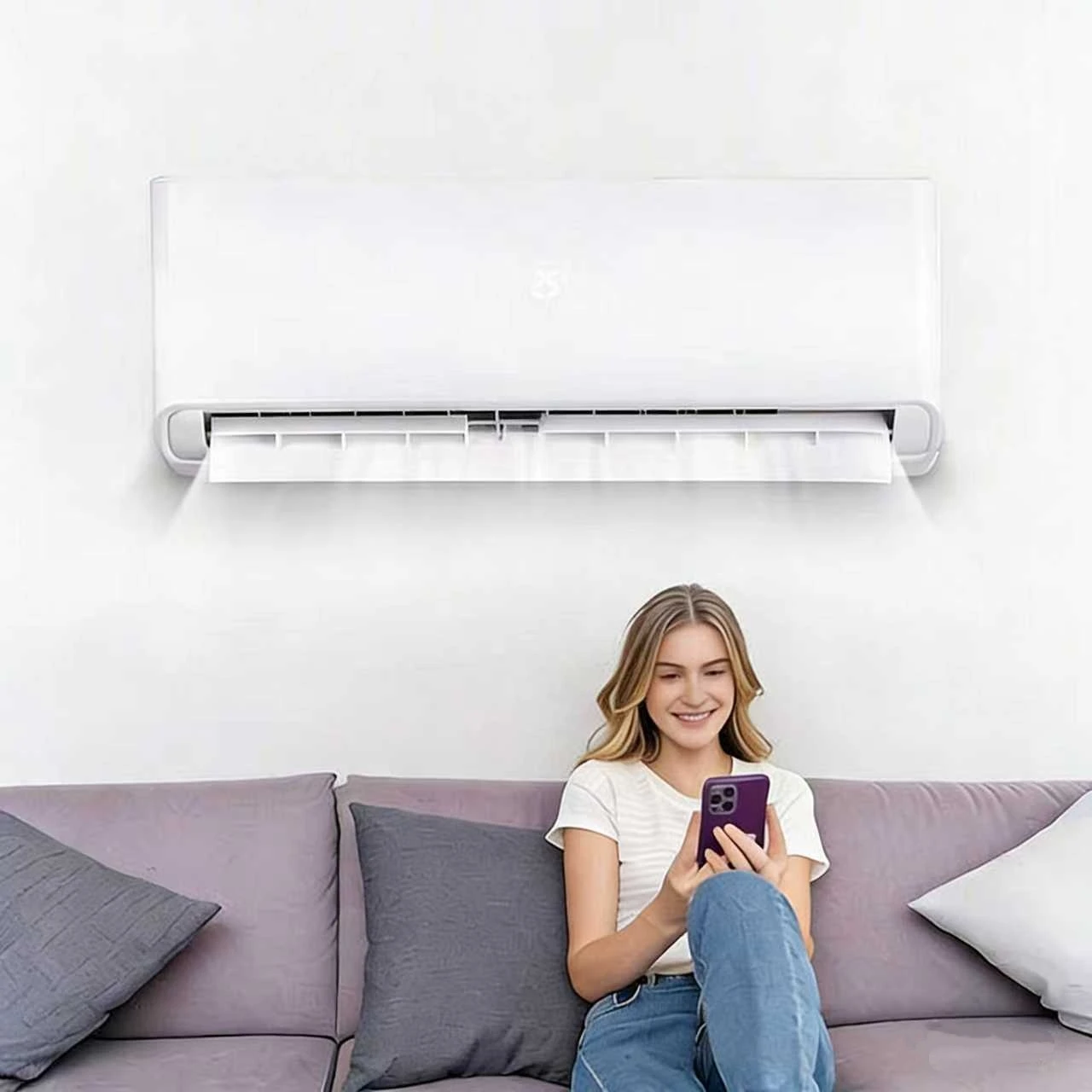 18000 BTU WiFi Split Air Conditioner Wall Mounted Energy Saving R32 Refrigerant Cooling and Heating System for Hotel Office