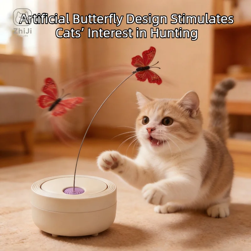 Electric Butterfly Cat Teasing Stick 360°Automatic Rotating Butterfly Cats Toy USBCharging Kitten Interactive Toys Pets Supplies
