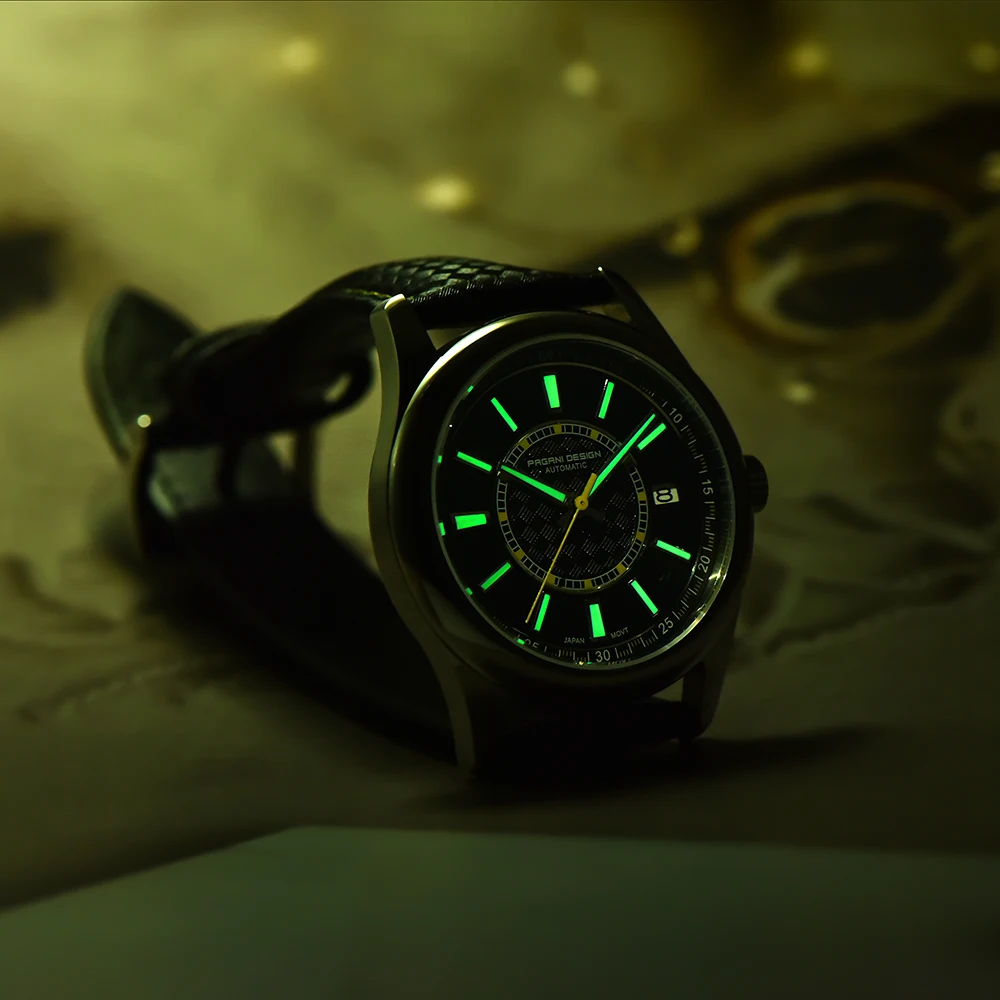 Novo design pagani relógio de moda esportiva v2 à prova dwaterproof água luminosa couro nh35a mecânico automático relógios vidro safira para homem