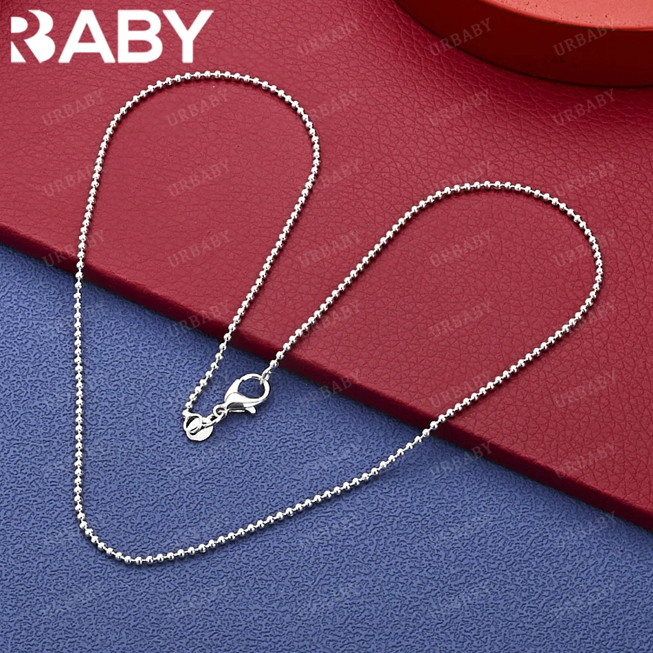 

URBABY 45cm 925 Sterling Silver Bead Chain Necklace Charm Trend Birthday Gifts Fashion Party Fine Jewelry