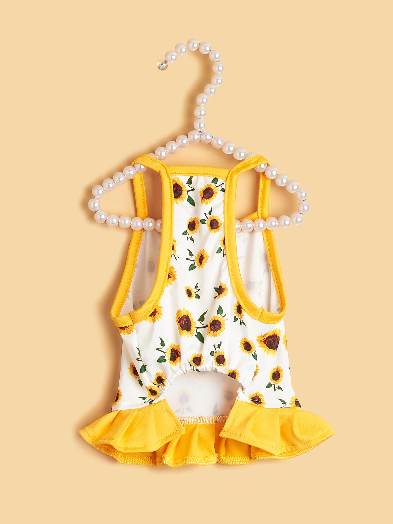 Dog Dress Sunflower Printed Girl Dog Sleeveless Ruffle Clothes Pet Apparel Doggie Cat Clothing Puppy Dresses Doggy Costume