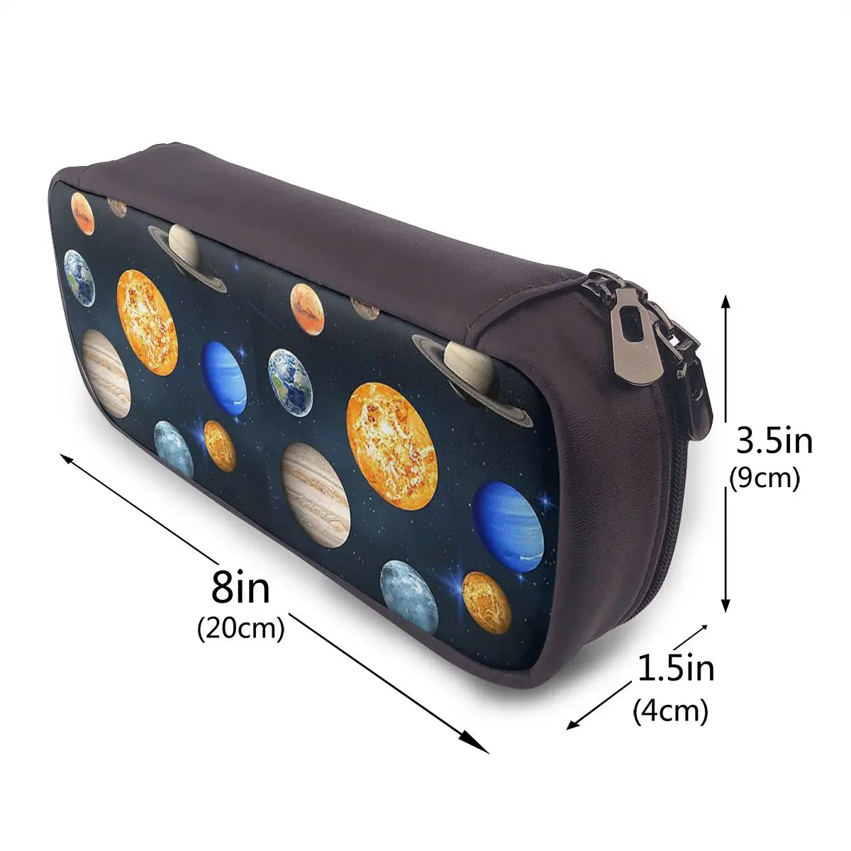 Solar System Space Planets Universe Leather Pencil Case for Kids Gifts Pen Box Pencil Bag Stationery Supplies Pen Holder Bag