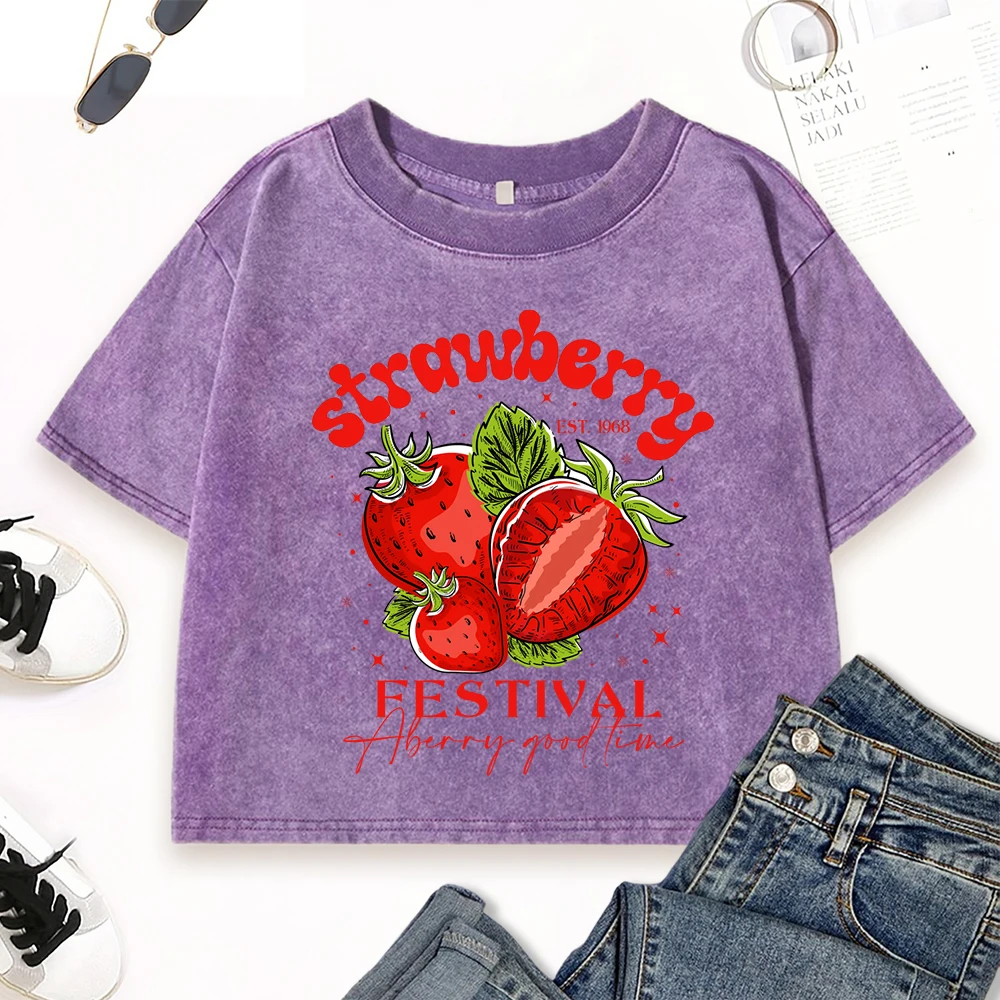 

Клубничный фестиваль A Berry Good Time с принтом, женская потертая футболка Y2K, летние женские хлопковые повседневные футболки с короткими рукавами