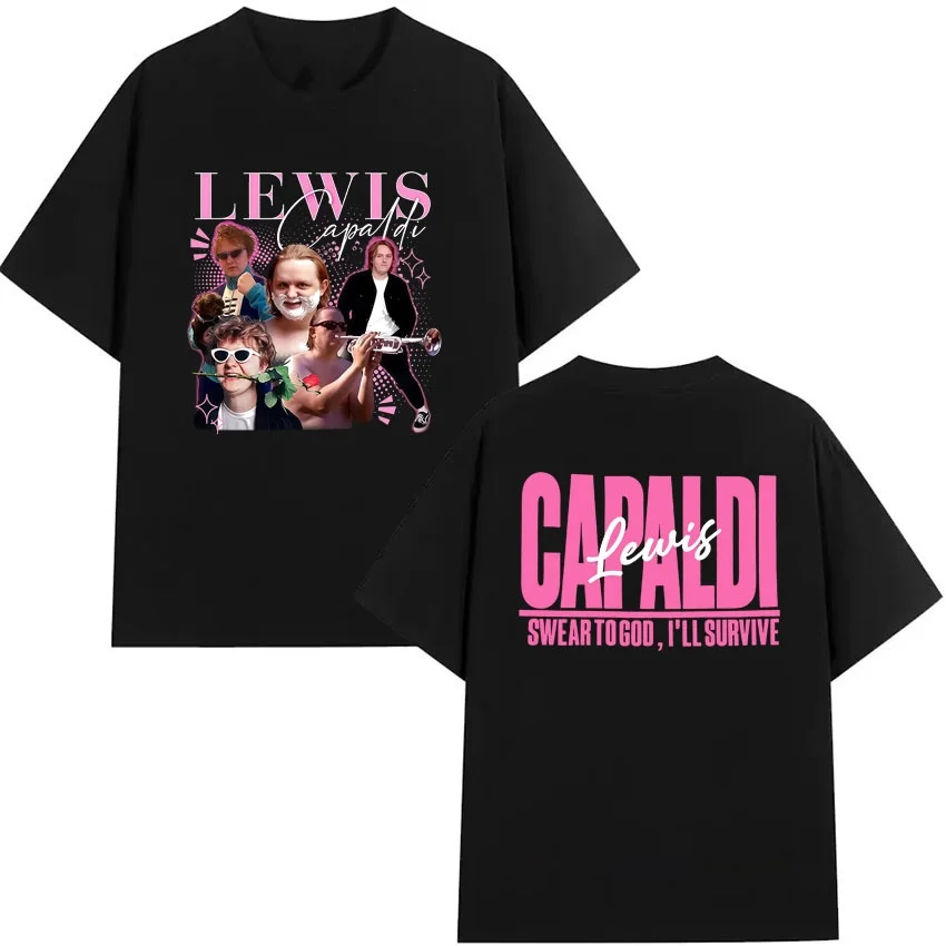 Fashionable singer Lewis C-Capaldi World Tour Men's T-shirt Gothic style loose-fitting casual streetwear top  oversized t shirt