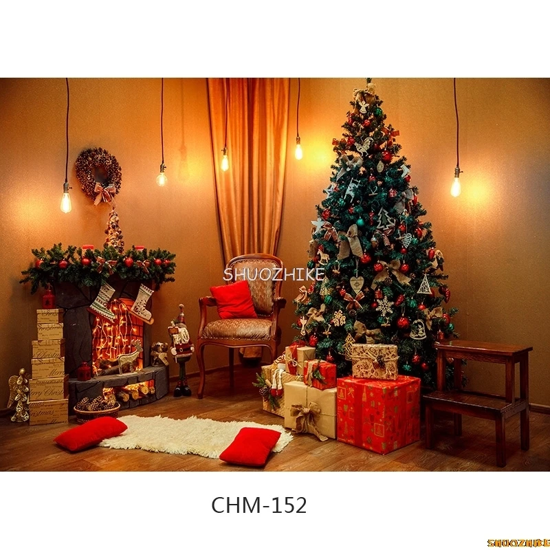 SHUOZHIKE الفن النسيج عيد الميلاد موضوع داخلي التصوير خلفية شجرة عيد الميلاد الخلفيات للصور استوديو الدعائم CHM-101