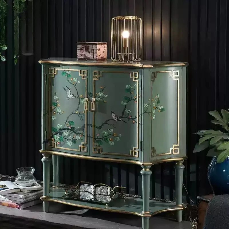 

LYN entrance foyer solid wood painted decorative cabinet semi-circular corridor cabinet curved furniture