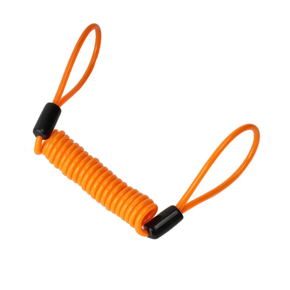 Orange 1.2m Coiled Disc Lock Wire Cable 2Mm Diameter 2 Ends for Motorcycle Scooter Bike Disc Brake Lock Safety Rope