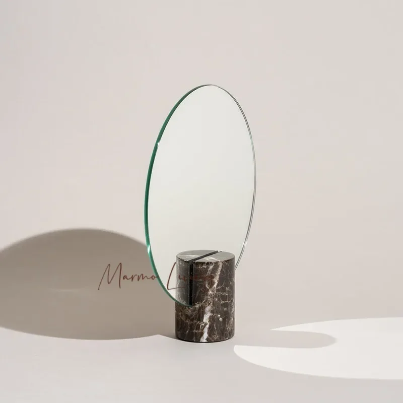Italian Light Luxury Marble Makeup Mirror Nordic Designer Soft Decoration Model Room Dresser Decorative Decoration Mirror