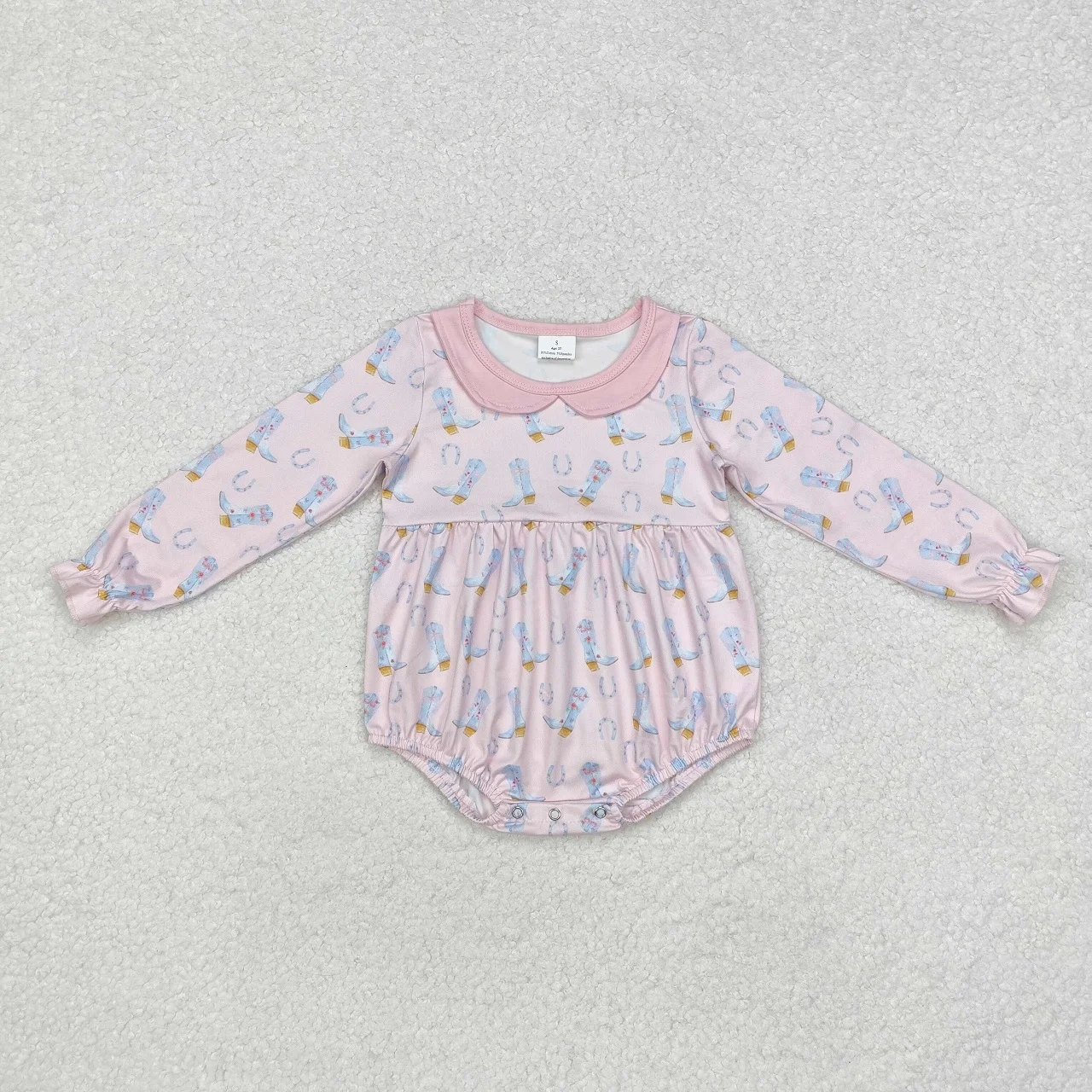 

Wholesale Kids Infant Western Boots One Piece Clothing Newborn Coverall Bodysuit Children Toddler Baby Girl Bubble Pink Romper