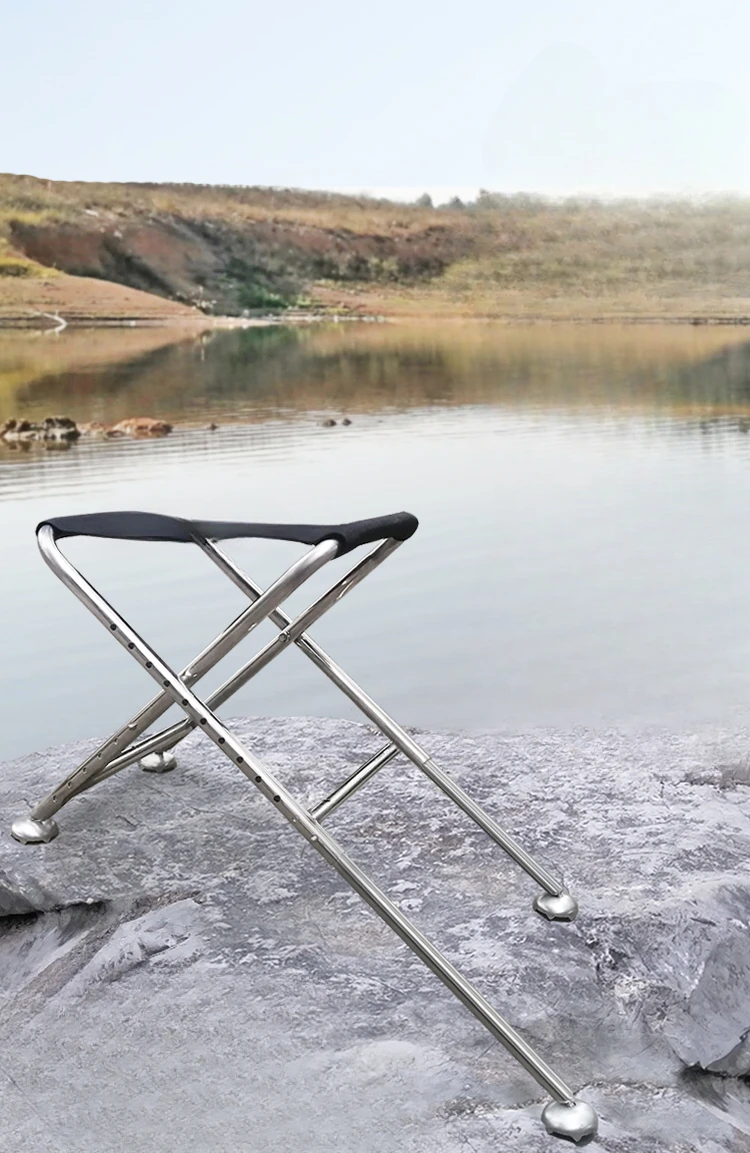 

New stainless steel folding portable fishing chair, multifunctional fishing seat, wild fishing pony, mini lifting stool