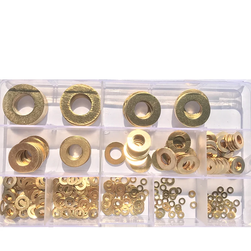 Copper Gasket Brass Flat Washer Shim Brass Gasket 325PCS/Set M2 M2.5 M3 M4 M5 M6 M8 M10 M12 M14 Meson Pad Sheet Metal Colla