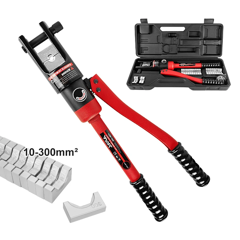YQK-300 Hydraulic Manual Cable Lug Crimping Tool Kit Including 12 Pairs of Die Sets for 16TON Electrical Terminal Cable Wire