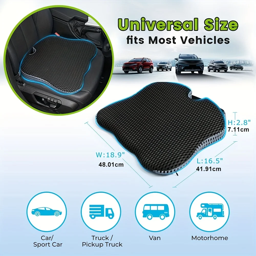 Car Seat Cushions - Wedge-shaped car seat cushions for driving to improve visibility and posture - Memory foam hip pillow