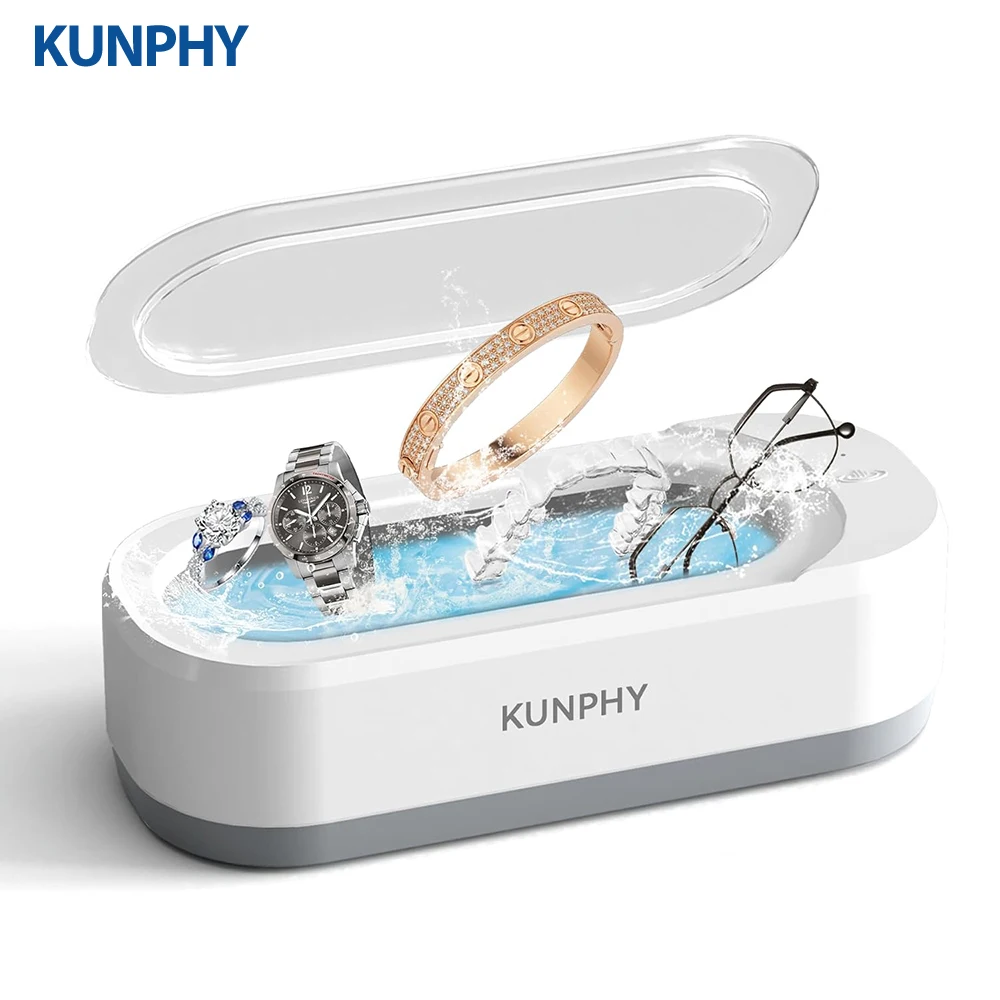 KUNPHY Ultrasonic Cleaning Machine Household 350ML 46KHz Vibration Cleaning Multifunctional Glasses Jewelry Deep Cleaning Tool