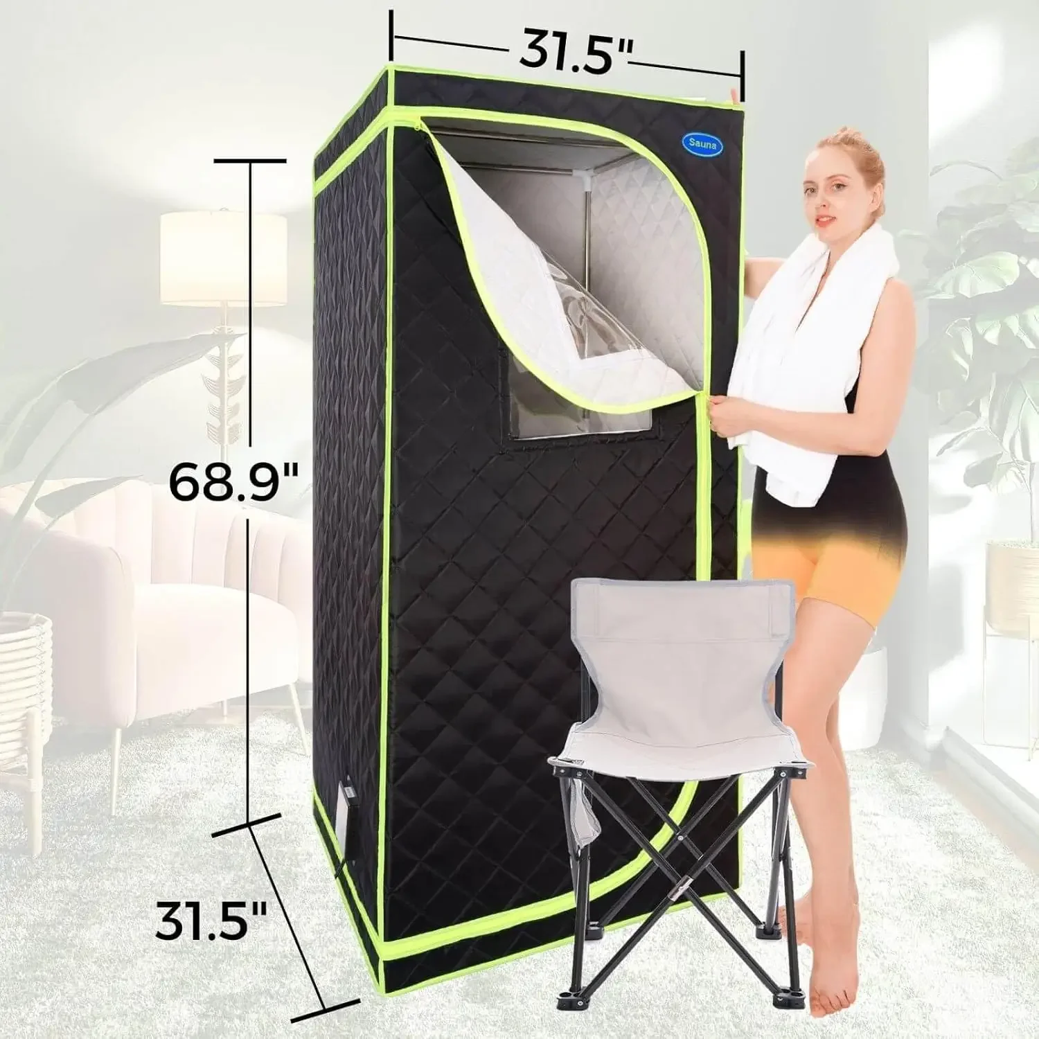 Portable Plus Type Full Size Steam Sauna tent Spa, Detox at home Stainless Steel Pipes Connector Easy to Install