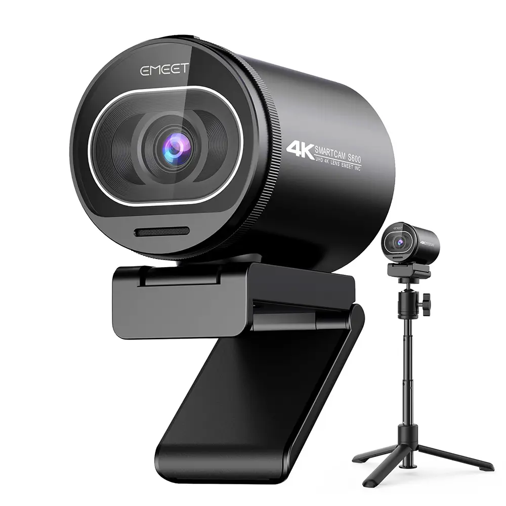 4K 웹캠 EMEET S600 SmartCam 삼각대 USB 카메라 포함 컴퓨터/노트북용 자동 초점 소니 센서 60FPS@1080P 스트리밍 웹 카메라