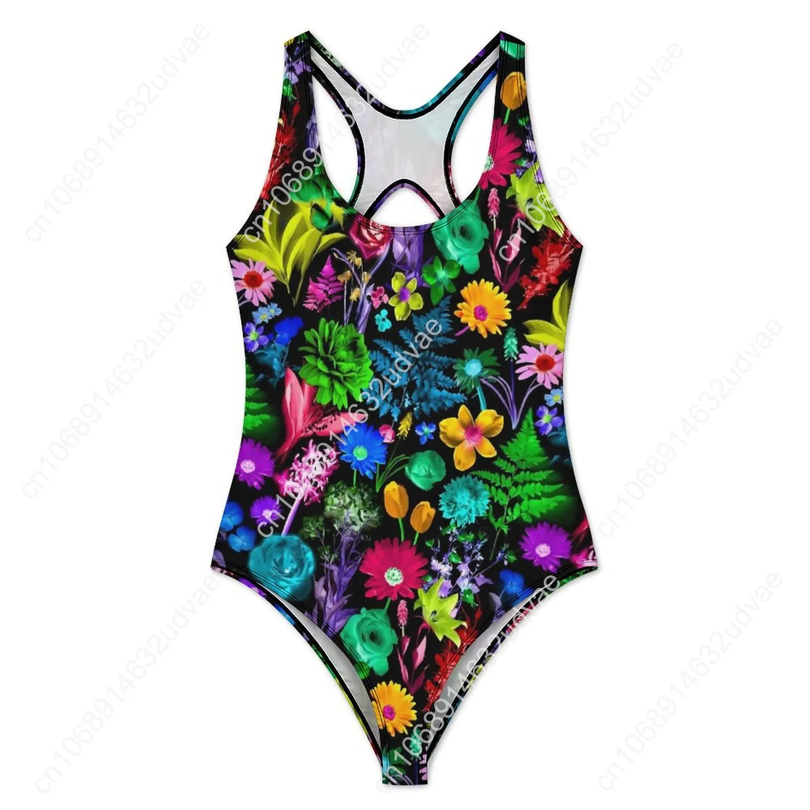 ดอกไม้ที่มีสีสันพิมพ์ชุดว่ายน้ําเรืองแสงสวน Push Up ชุดว่ายน้ํา One Piece ชุดว่ายน้ําชายหาดชุดว่ายน้ําเซ็กซี่ออกแบบชุดชายหาด
