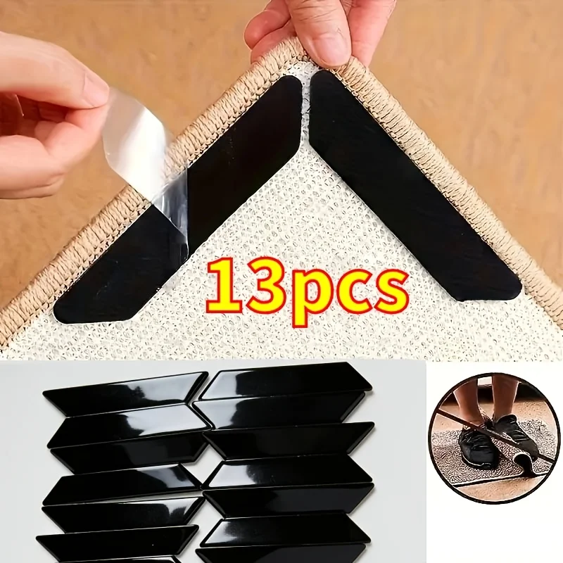 13Pcs Reusable Anti Slip Carpet Anchors Floor Rug Fixer Gripper No Residue