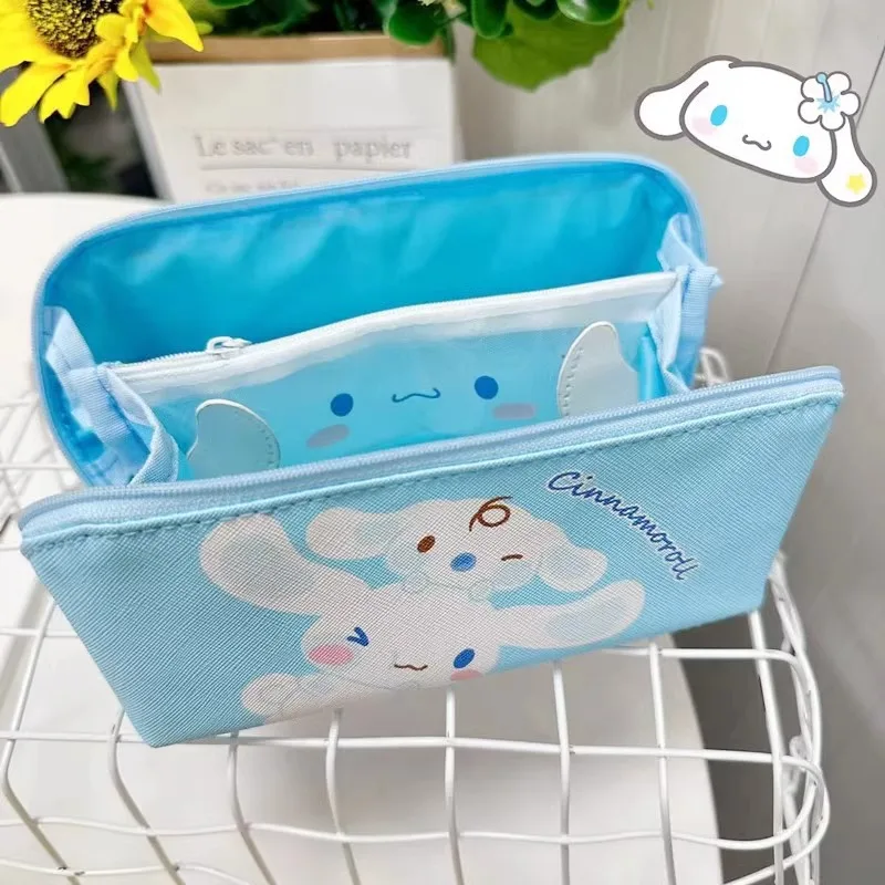 MINISO Sanrio Kuromi Pencil Case Cartoon Pu Single-layer Stationery Bag Cute Cinnamoroll Creative Children's Student Gift ﻿