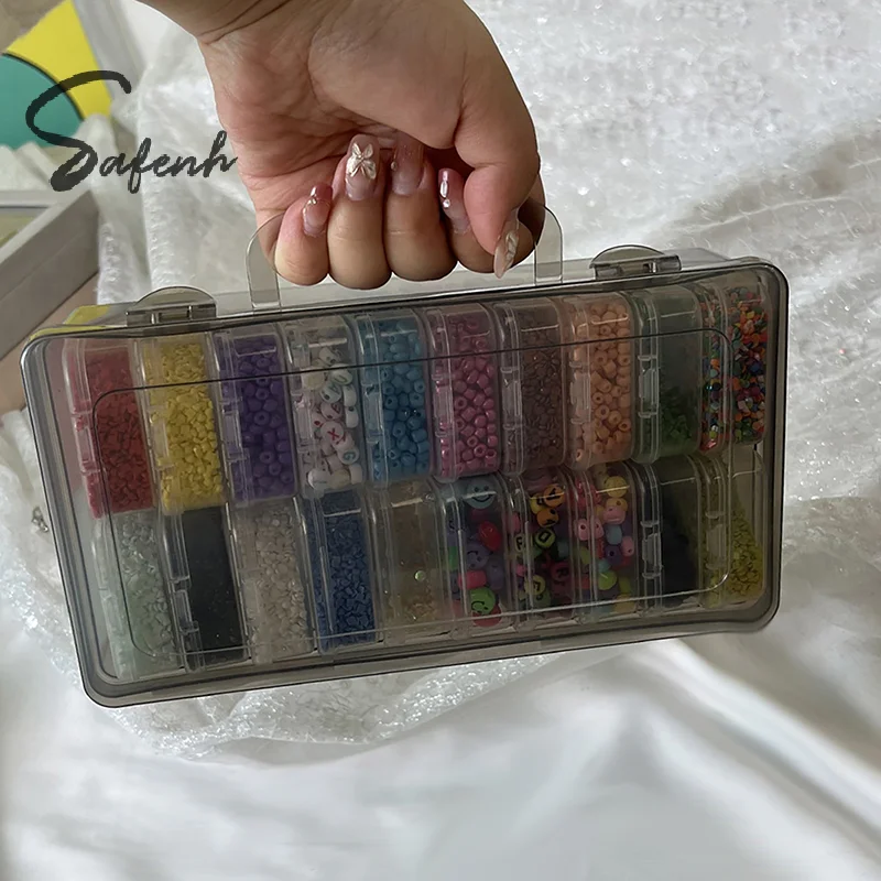 

20/26Pcs Transparent Plastic Craft Storage Box Portable Multifunctional Storage Box For Jewelry Beads DIY Art Supplies