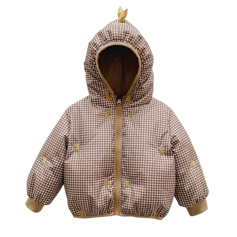 

2024 New boys and girls hooded reversible cotton-padded jackets