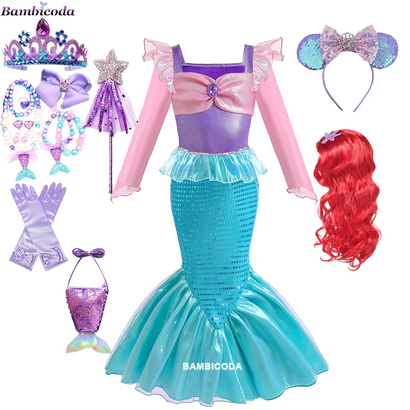 Little Mermaid Dress Princess Cosplay Costume for Kids Fish Beauty Birthday Party Halloween Clothing Mermaid Dress For Girl