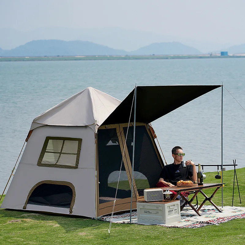 

Vinyl Canopy Tent Two-in-one Outdoor Automatic Quick-opening Portable Folding Camping Tent Prevent Rainstorm Overnight